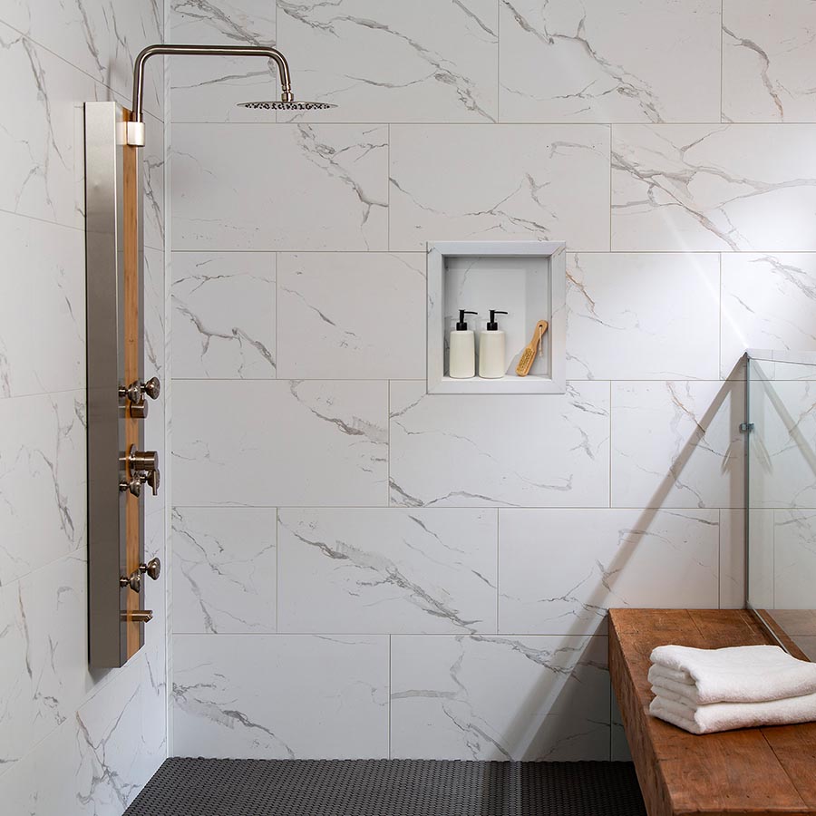 how to tile a shower niche